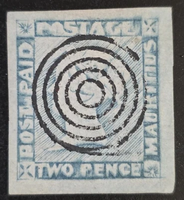 MAURITIUS 1848-1859 Used Imperf 2d Blue SG #20 CV  £2000 SIGNED BÜHLER VF/XF - Image 1 of 2