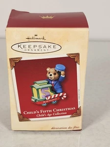 Hallmark Keepsake My Fifth Christmas Bear Ornamento 2002 Collezione Età Bambino - Foto 1 di 15