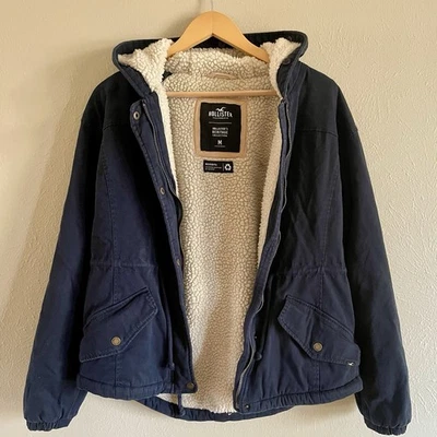 Chaqueta Hollister Forrada de Vellón M Mujer Azul Marino con Capucha Foto 1 de 4