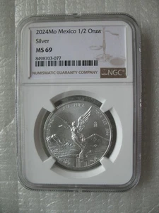 Mexico 2024 Libertad Silver UNC Coin 1/2 Onza NGC MS69 - Picture 1 of 4