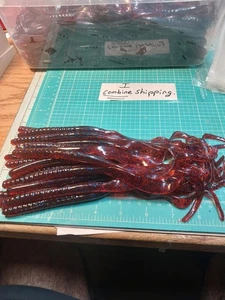 Nos Nastro Coda Vermi di Gomma 20 Totale 10 Pollici Rosso Fragola con Flack Blu - Foto 1 di 11