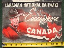 1936 Canadian National Railway Large Map Poster WWII Railroad Train Timetable
