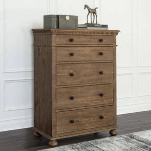 Abbyson Sorrano 5-Drawer Chest Dresser Wood Brown - Picture 1 of 7