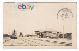 1911 RPPC GOODLAND KANSAS ROCK ISLAND DEPOT TRAIN STATION ELEVATOR POSTCARD KS ! - Picture 1 of 2
