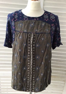 FAT FACE size 10 tunic blouse top navy blue khaki green pink grey Aztec floral - Picture 1 of 8