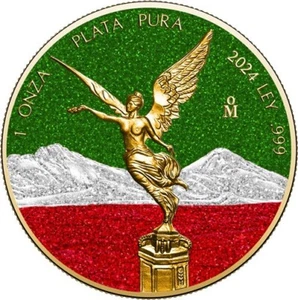 2024 Mexico Libertad Colors of Mexico Edition 1 oz .9999 Silver Coin in Capsule - Picture 1 of 5