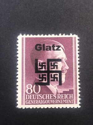 Germany WWII propaganda overprint  (GLATZ) 80 Rpf. MNH  /s1 #425 - Image 1 of 2
