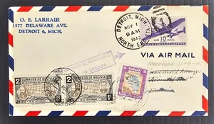 1946 United States Airmail Test Cover ties 4 stamps cd Detroit-La Paz - Picture 1 of 2