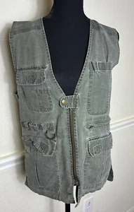 Vintage Travel Smith Cargo Vest Womens S Hiking Photography Full Zip 90s Khaki - Picture 1 of 12
