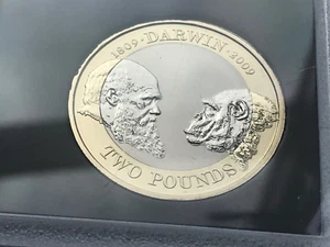 ~Simply-Coins~ 2009 PRUEBA CHARLES DARWIN MONEDA DE 2 LIBRAS - Imagen 1 de 5