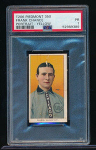 1909 T206 Piedmont 350 FRANK CHANCE portrait Yellow  PSA 1 HOF swsw6