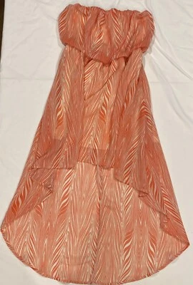 Vestido Poetry Mujer Salmón Crema Dobladillo Alto Bajo Forrado Transparente Sin Tirantes Talla Mediana Foto 1 de 4