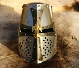 Casco Gran Templario Medieval ~ sca~justing~casco de acero~caballero~forjado a mano - Imagen 1 de 3