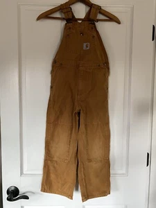 Carhartt Boys Overalls Bibs Youth Size 6 Canvas Double Knee Brown - Picture 1 of 6