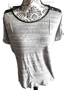 Apt 9 Intimates L Pajama Top Gray Black Lace Trim Large Lg Stretch Shirt - Picture 1 of 6