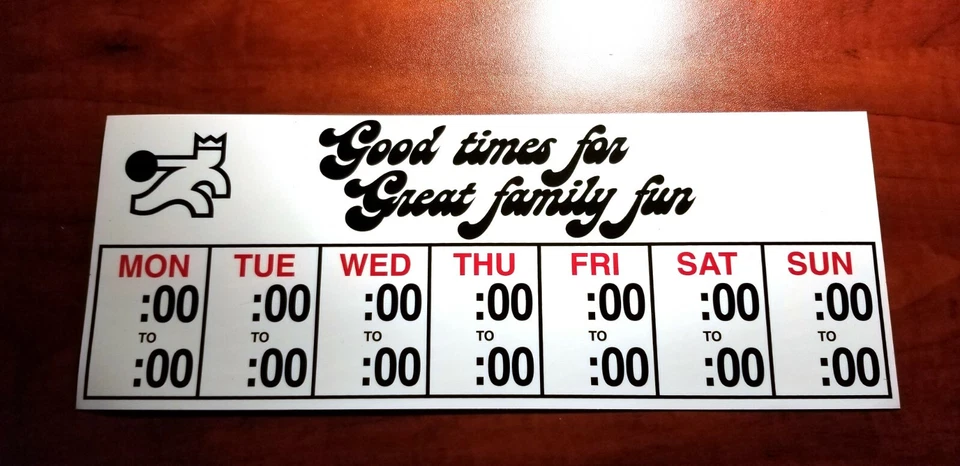 Vintage NOS Brunswick Recreation Centers "Center Hours" decal stickers