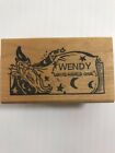 WENDY "White Haired One"  Name Wooden Rubber Stamp Mounted 2 1/2 x 1 1/2 NEW