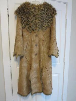 REM Leopard Print Faux Fur Hooded Long Coat Jacket Sz S-M - Image 1 of 4