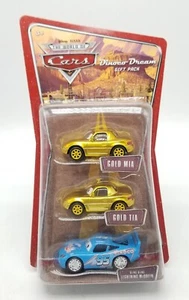Disney Pixar World of Cars GOLD MIA & TIA BLING MCQUEEN Dinoco Dream Gift Pack - Picture 1 of 5