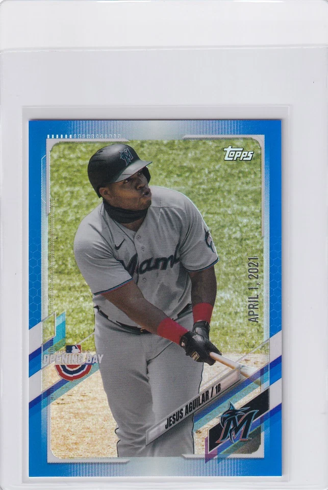 2021 TOPPS OPENING DAY BLUE PARALLELS JESUS AGUILAR MIAMI MARLINS B6440 - Image 1 of 2