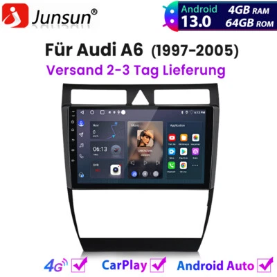 4+64GB Carplay Autoradio GPS NAVI 4G WIFI DAB+ Für Audi A6 4B2 4B5 C5 1997-2005 - Bild 1 von 4