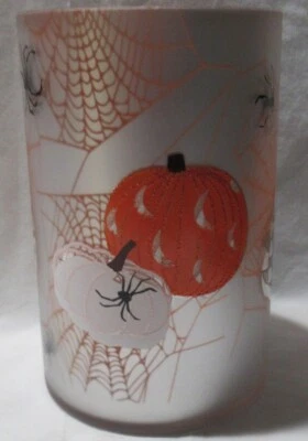 Yankee Candle Esmerilado Grande Tarro Porta J/H Halloween Parpadeo Araña Calabaza Foto 1 de 4