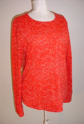 Camiseta BCG Manga Larga Top Talla Grande Naranja Estampado Leopardo Elastizada Foto 1 de 4