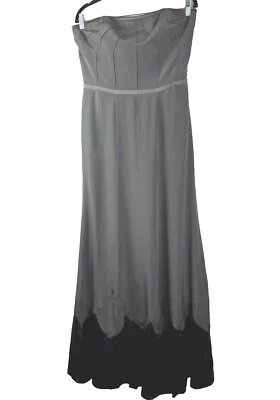 NICOLE MILLER Collection 10 Medium 100% Silk Maxi Gown Dress Formal Long Olive  - Image 1 of 4