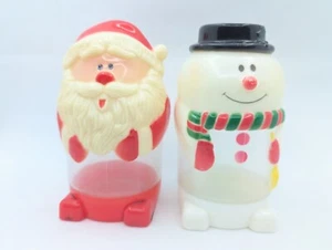 Vrg. Santa Claus & Snowman Plastic Sippy Cups Hong Kong 5.5" READ - Picture 1 of 16