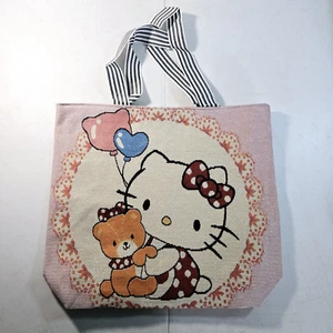 Bolso de Mano Hello Kitty Grande de Lona 17" X 15" Bolsillo Interior con Cremallera - Imagen 1 de 4