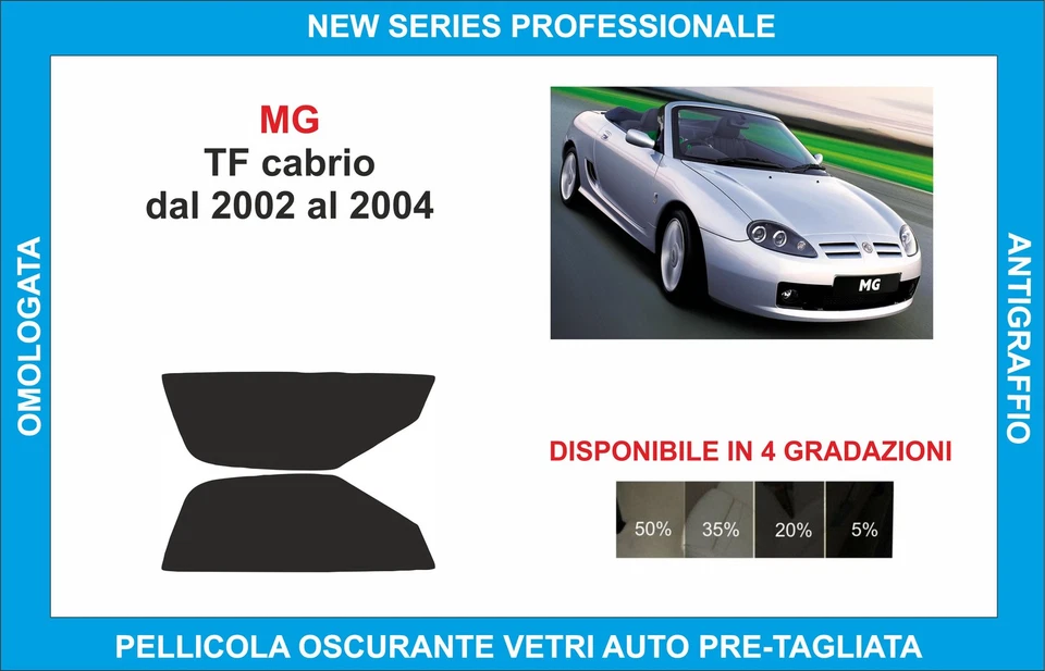 pellicole oscuranti vetri mg tf cabrio dal 2002-2004 kit anteriore - Imagen 1 de 1