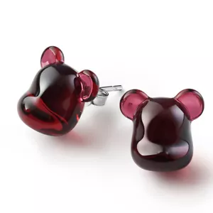 Orecchini a borchie Baccarat BearBrick, Argento e Cristallo Rosso, Coppia 2814124 - Foto 1 di 1