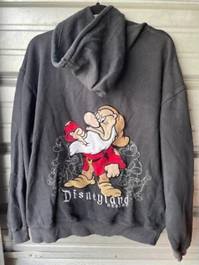 Disneyland Resort Embroidered Grumpy Full Zip Black Hoodie Sweatshirt Men's L - Picture 1 of 16