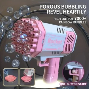 40Hole Mini Bubble Gun Automatic Bubbles Rocket Blower Light Up Machine gift - Picture 1 of 6