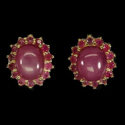 925 Orecchini Argento Sterling Ovale Rubino 9x7mm Gemma Pietra Naturale Gioielli - Immagine 1 di 4