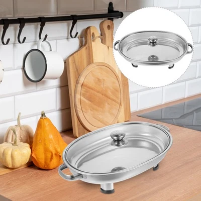  Tegame Acciaio Inox Vassoi Per Buffet Piatto Da Portata Metallo Vassoio Di Cibo - Immagine 1 di 4