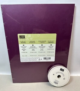 Stampin Up! Paper CARD STOCK 8.5 x 11 BLACKBERRY BLISS & 1/2" Ribbon New Sealed - Picture 1 of 4