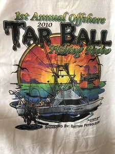 2010 Offshore Tar Ball Fishing Rodeo TSHIRT Size L BP British Petroleum FL AL MS - Picture 1 of 8