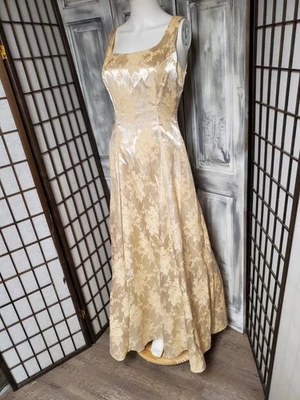 Vtg 90s Zum Zum Niki Livas Ivory/metallic Gold Roses Wedding Prom Gown  XS/S USA - Image 1 of 4