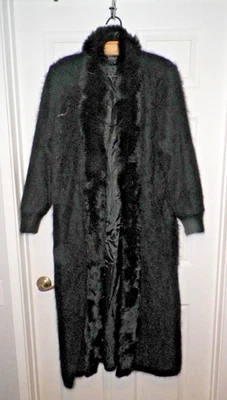 WOMAN'S VENESHA HIGH QUALITY ANGORA FULL LENGTH SWEATER DUSTER WITH FOX TRIM L - Image 1 of 4