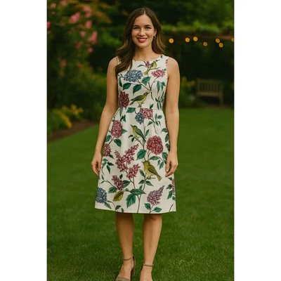 Boden Kiera цветочный птица оболочка платье женщин размер 6L многоцветный событие карьера - Изображение 1 из 4