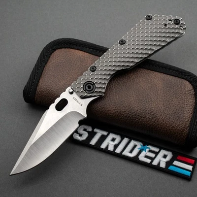 ¡NUEVO! Cuchillos Strider SMF DGG Ti/Ti, hoja Bowie de 4" S30V, asas completas de titanio Foto 1 de 4