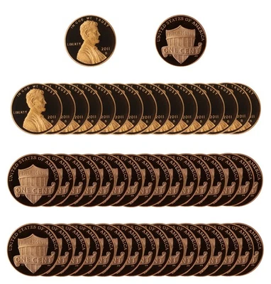 2011 Gem Proof Lincoln Memorial Cent Roll - 50 US Coins - Image 1 of 4