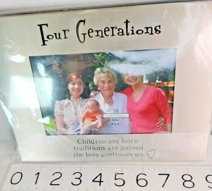 Picture frame Ganz Four Generations Aluminum Frame 4”x6” Family - Picture 1 of 3