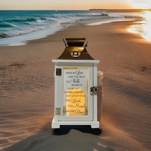 Sympathy Memorial Lantern Copper Top Loss of Loved One Gifts Flicker Candle 16” - Picture 1 of 9