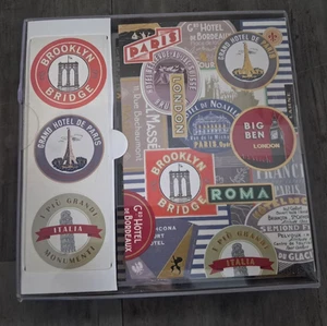 Fringe Studio 12 Notecards, Envelopes & Stickers Paris London Big Ben NIB - Picture 1 of 1