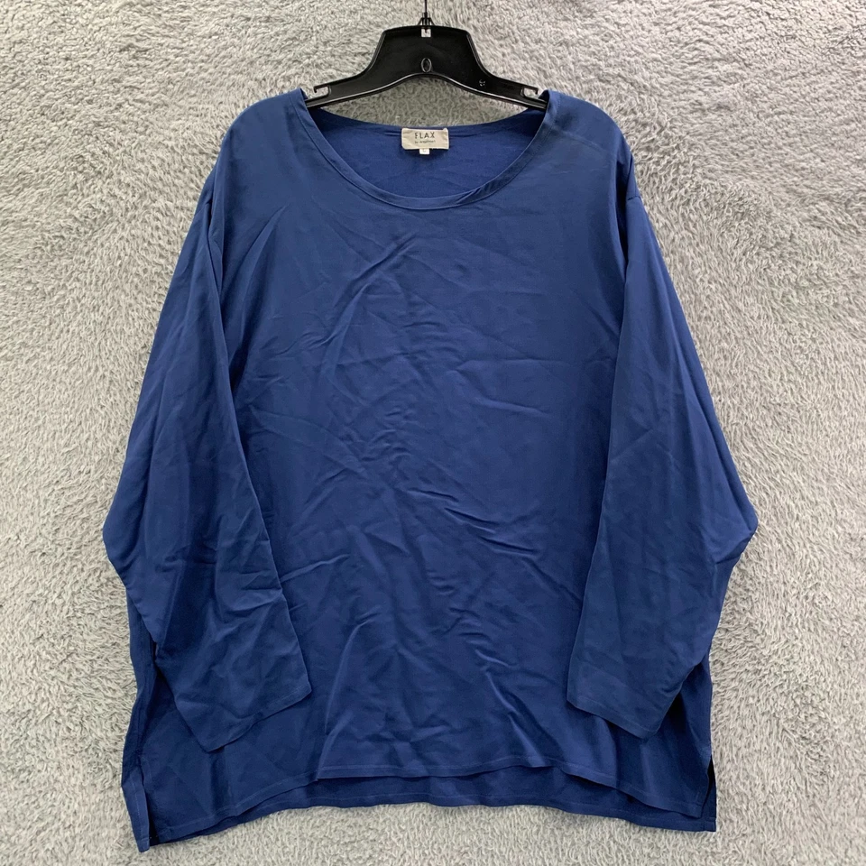 Blusa FLAX para mujer grande azul seda Foto 1 de 4