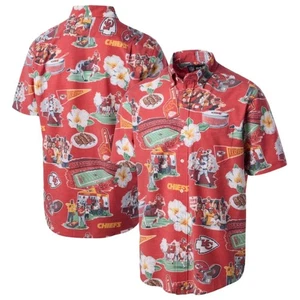 Reyn Spooner Mens XL Kansas City Chiefs Red Hawaiian Button Down Shirt KC - Picture 1 of 8