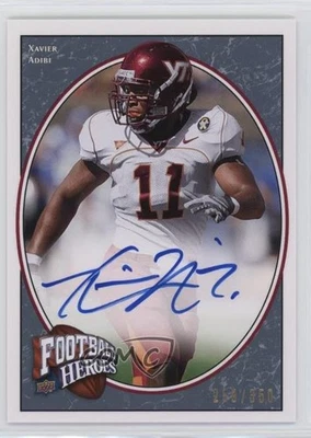 2008 Upper Deck Football Heroes Blue /350 Xavier Adibi #199 Rookie Auto RC - Image 1 of 2