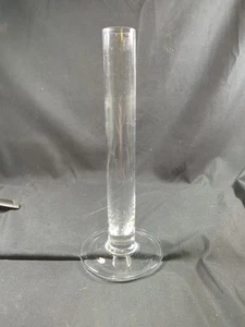 9" Tall Beaker Style Thin Long Cylinder Glass Bud Vase With Base Unique  - Picture 1 of 4